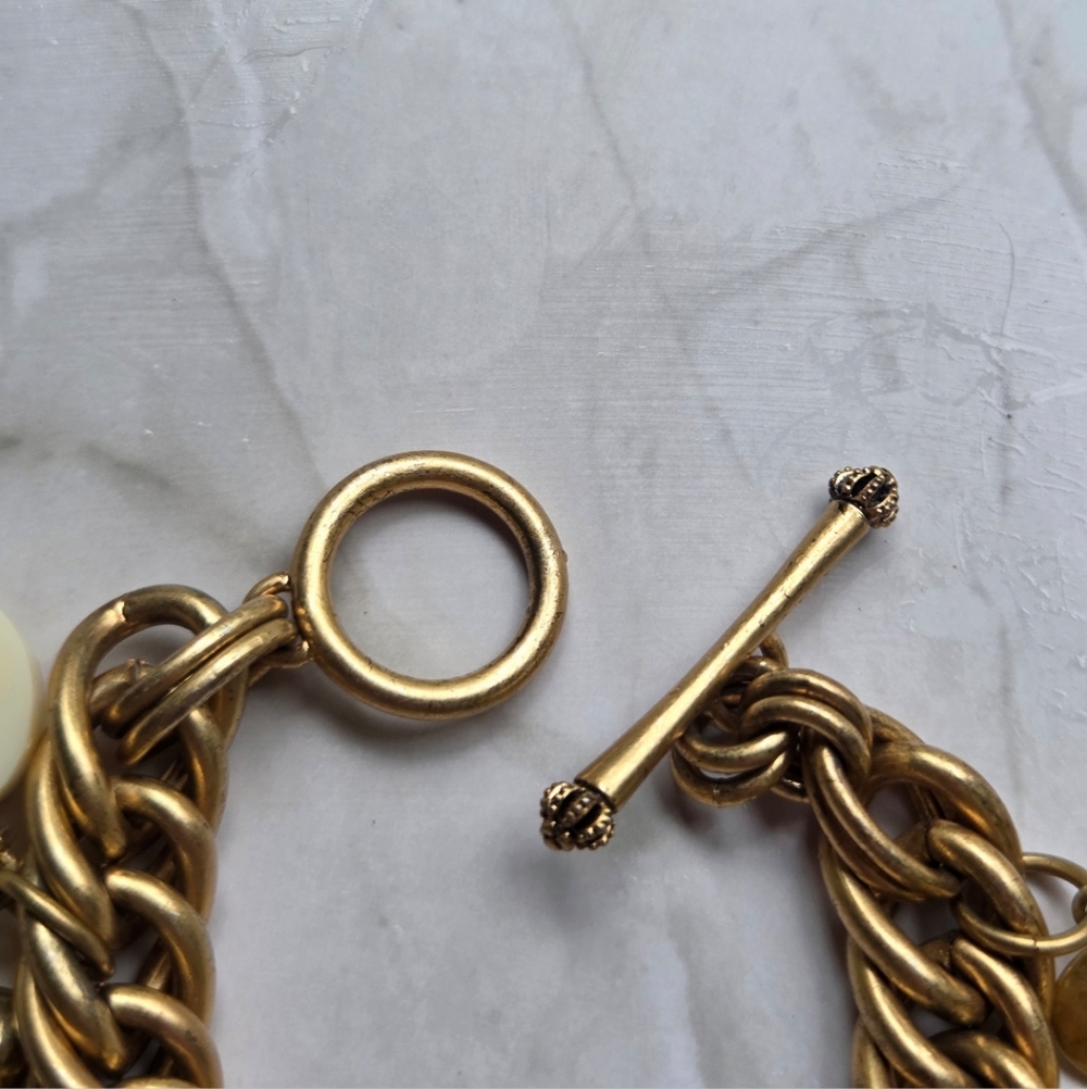 Juicy Couture Y2K Eclectic Goldtone Statement Charm Bracelet Stacked Cluster - Picture 8 of 10